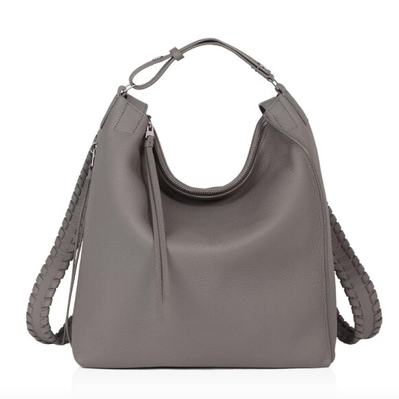AllSaints Kita Convertible Leather Backpack in Storm Grey - Picture 3 of 6